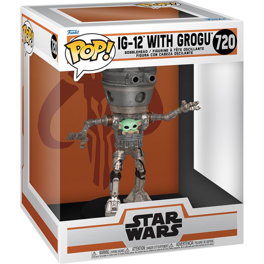 Funko POP! Deluxe: The Mandalorian IG-12 with Grogu figura akciós termékkép 1