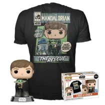   Funko Pop! & Tee: Star Wars The Mandalorian - Luke w/ Grogu figura és póló (S)