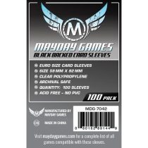   Mayday Games Euro méretű kártyavédő (100 db-os csomag) 59 mm x 92 mm, fekete hátlap
